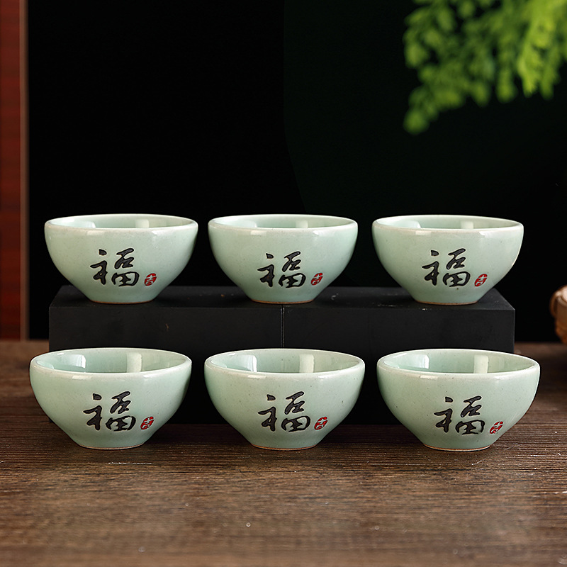 功夫茶杯陶瓷茶盏主人单杯手工陶瓷茶碗品茗杯粗陶大茶杯个性杯子