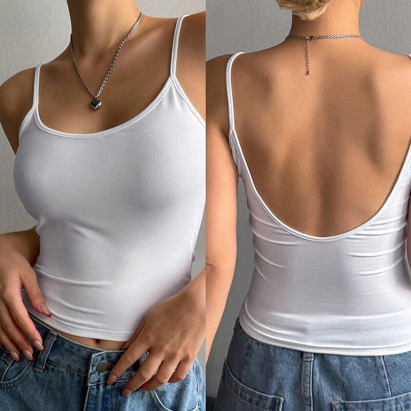 Cross-Border Dopamine Sweet Girl Spaghetti Strap Camisole with Round Neck and Beautiful Back, Can Be Worn as a Base Layer or Outerwear Cross-Border Dopamine Sweet Girl Spaghetti Strap Camisole with Round Neck and Beautiful Back, Can Be Worn as a Base Layer or Outerwear