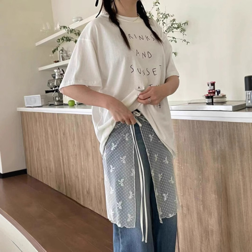 Ready-to-wear Korean Dongdaemun vintage-style fashionable sweet outerwear lace transparent mesh mid-length skirt