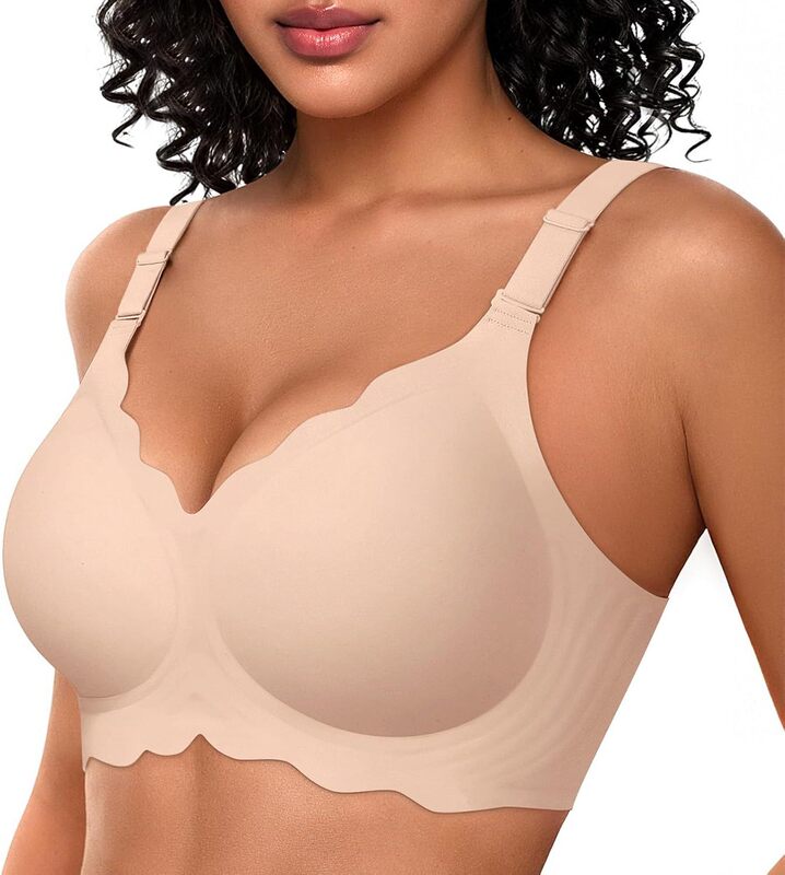 Oeak Women's Bra Wireless Fan-Shaped Push-Up Butter Soft T-Shirt Bra Seamless Full Coverage Convertible