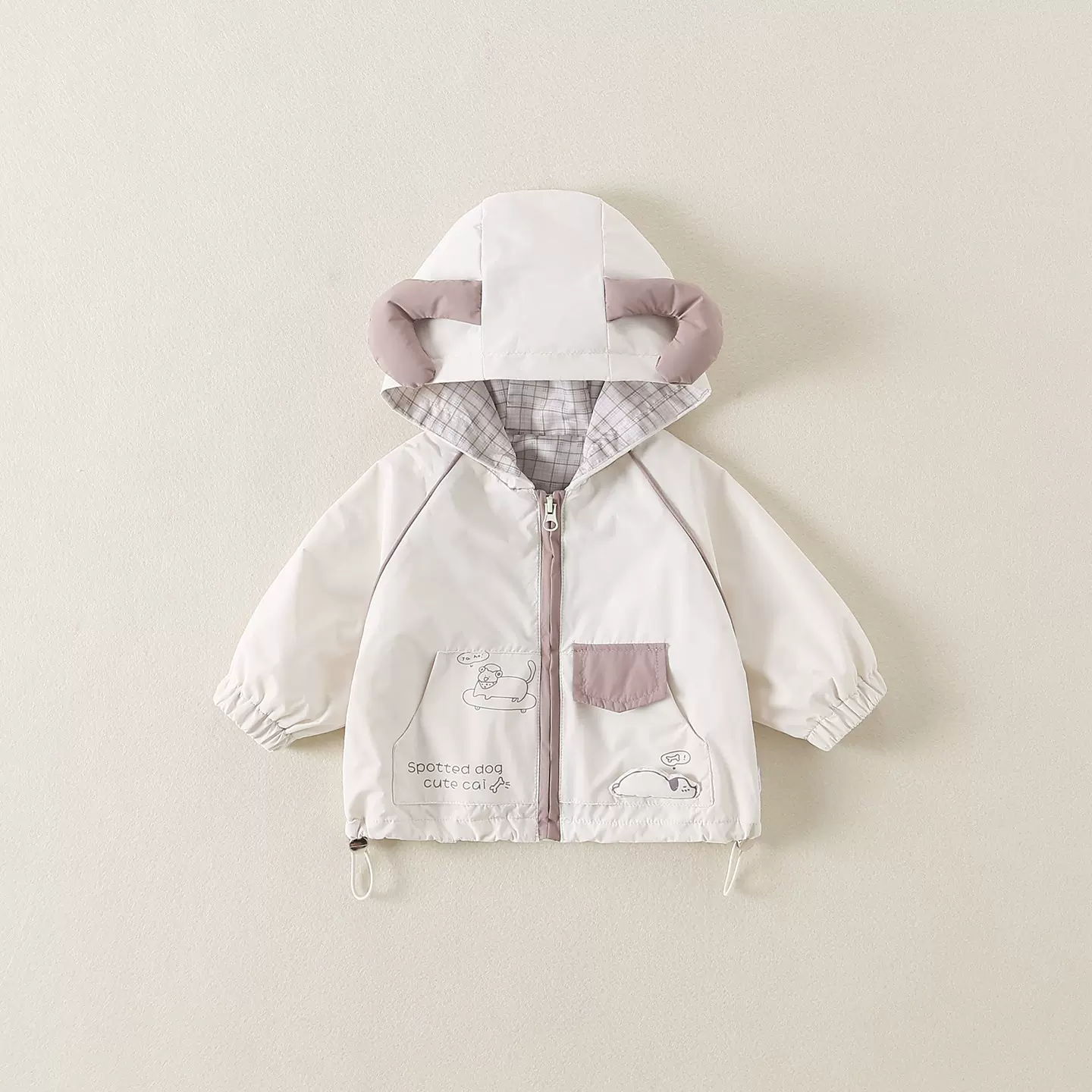 儿童冲锋衣外套春秋2026新款韩版男女宝宝连帽上衣春装洋气外出服