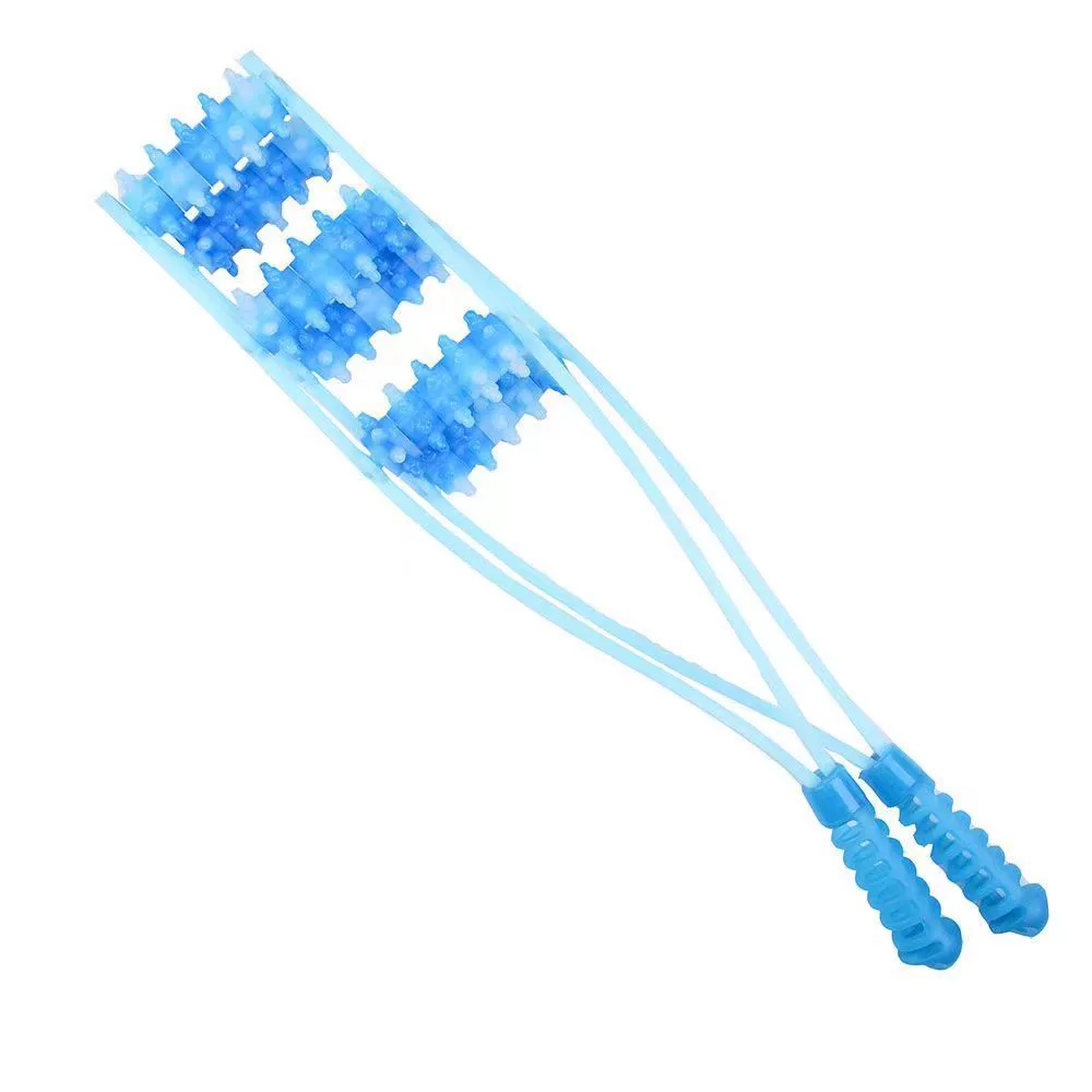 Back massage roller bar, 50 cm, multi-wheel 2–6 rows, green/yellow/blue