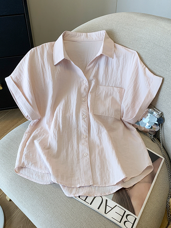 女性用ホワイトコットンとリネンの半袖シャツトップス、夏用の薄いポロカラー、ゆったりとしたシックなシャツ|undefined