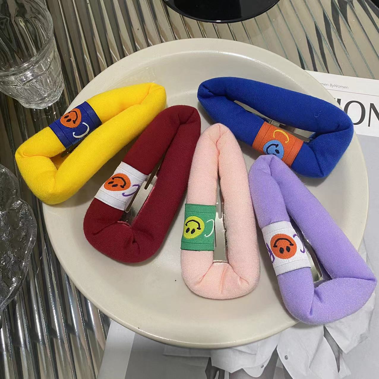 可愛笑臉泡泡髮夾海綿洗臉發卡bb夾大號劉海邊夾鴨嘴夾髮飾