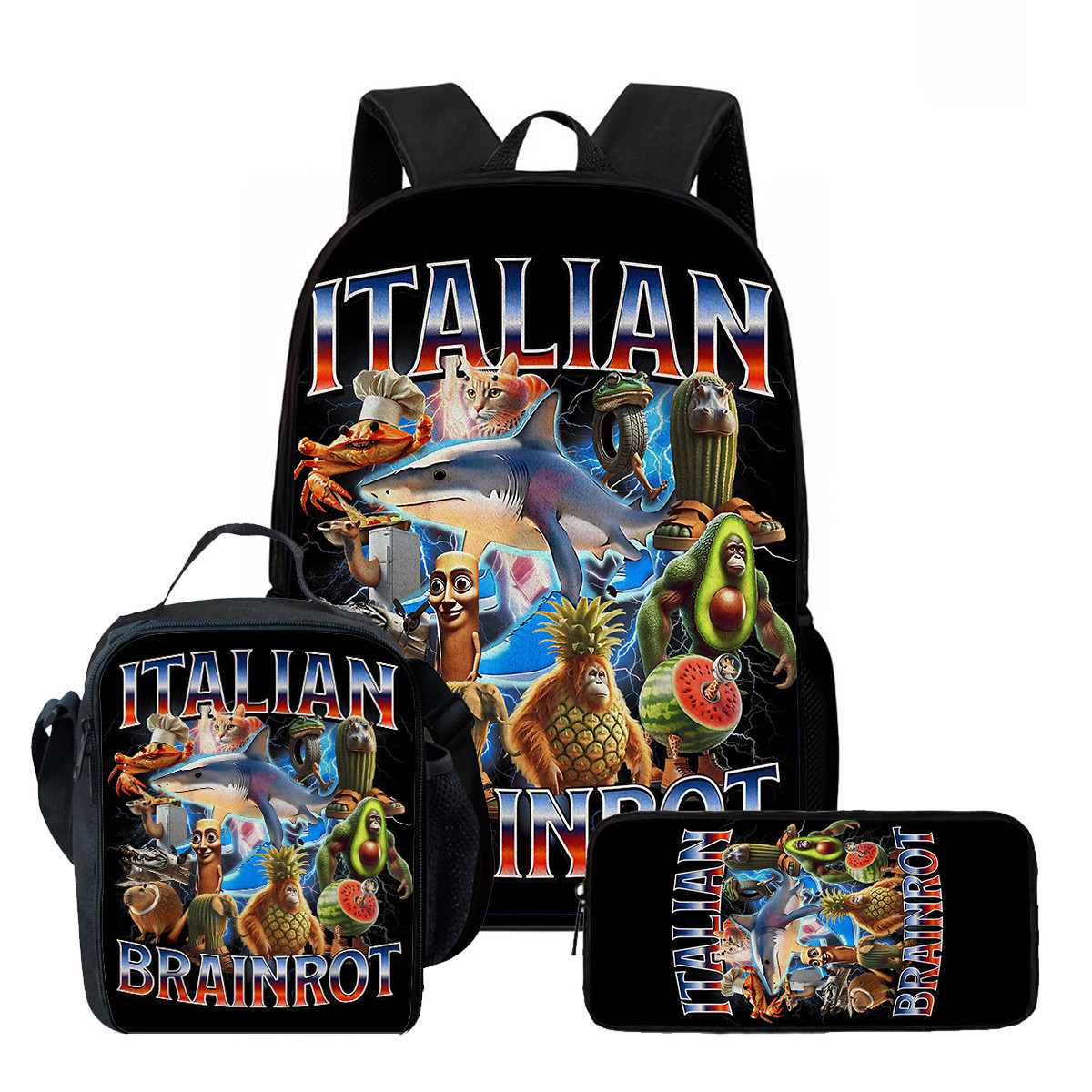 Nuevo producto transfronterizo Italian Brainrot Mochila con estampado digital