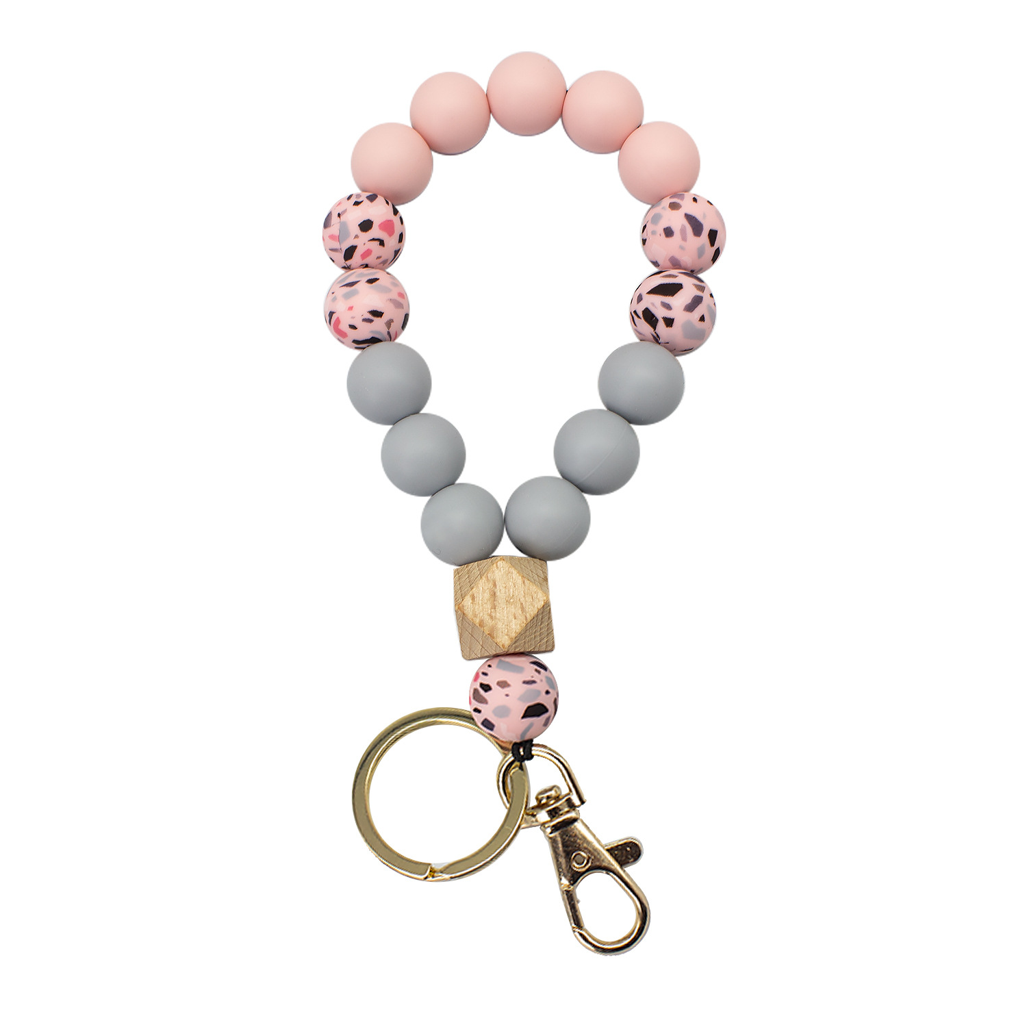 Pulsera de cuentas de silicona de color europeo y americano llavero Amazon pulsera de cuentas de estampado de leopardo de alta calidad pulsera llavero