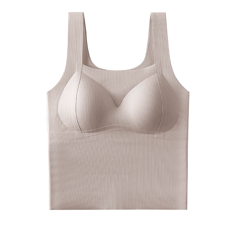Cuello cuadrado sin costuras Chaleco de hombro ancho desgaste interior del verano de las mujeres media taza fija ropa interior larga belleza espalda desgaste exterior camisola de fondo