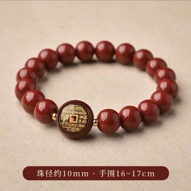 紫金砂山鬼花钱朱砂手链男女单圈本命年手串道家玄学首饰饰品批发|undefined