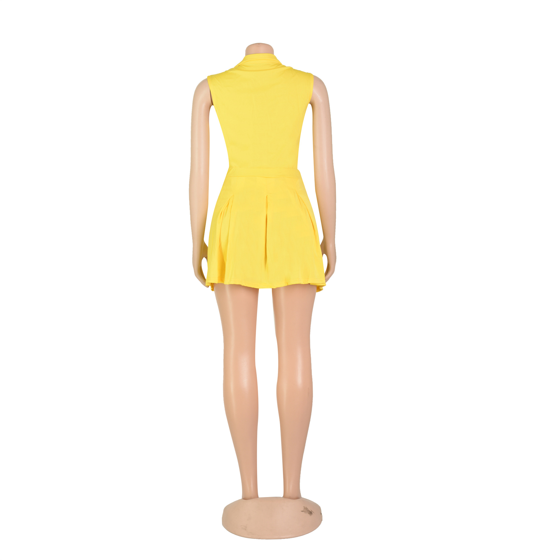 Women Clothing Short Skirt Two Piece Sleeveless Vest Suit Summer Polo Shirt