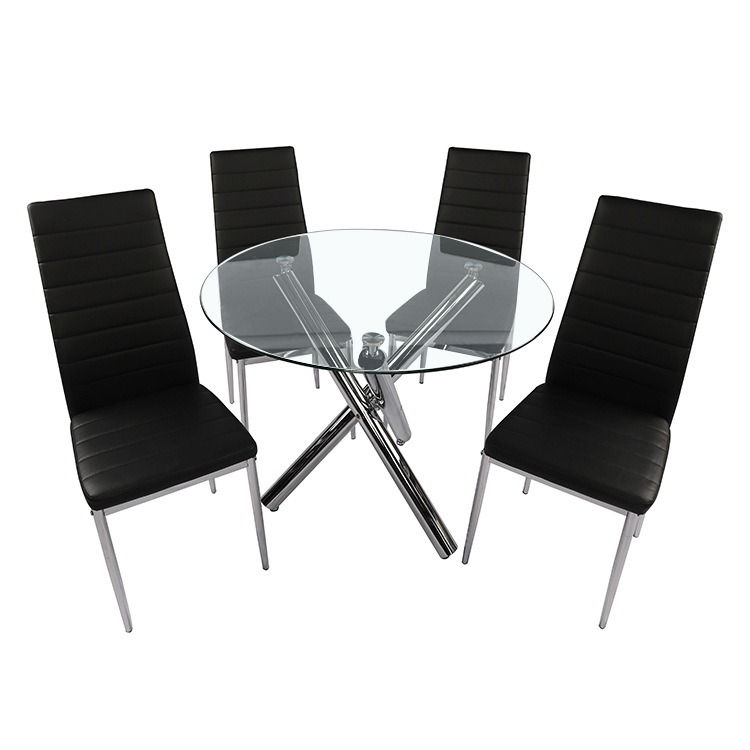 Mesa de comedor de vidrio temperado mesa de comedor de lujo ligero silla de comedor de alta calidad mesa de negociación combinación de sillas domésticas
