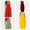 Summer colored sexy long skirt, European style, ebay, Amazon, plus size, V-neckline, lifting effect