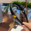 Lambskin Headband - Black Gold Bean Logo 1.5cm