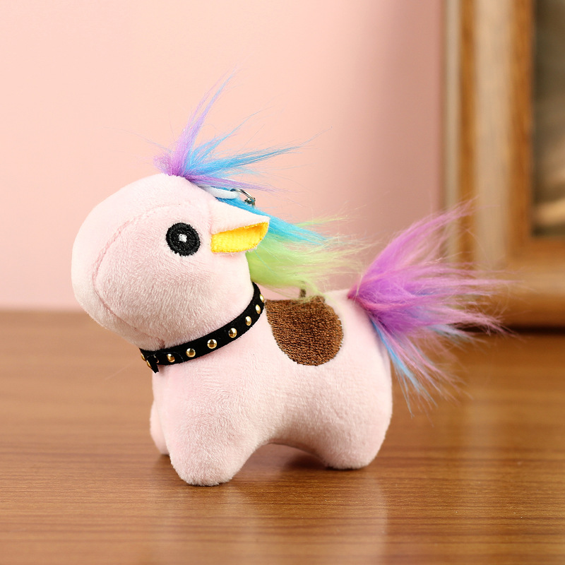 Líderes en línea lindos juguetes de peluche unicornio colgantes unicornio pony keychain muñecas colgantes bolsos pequeños colgantes image 7