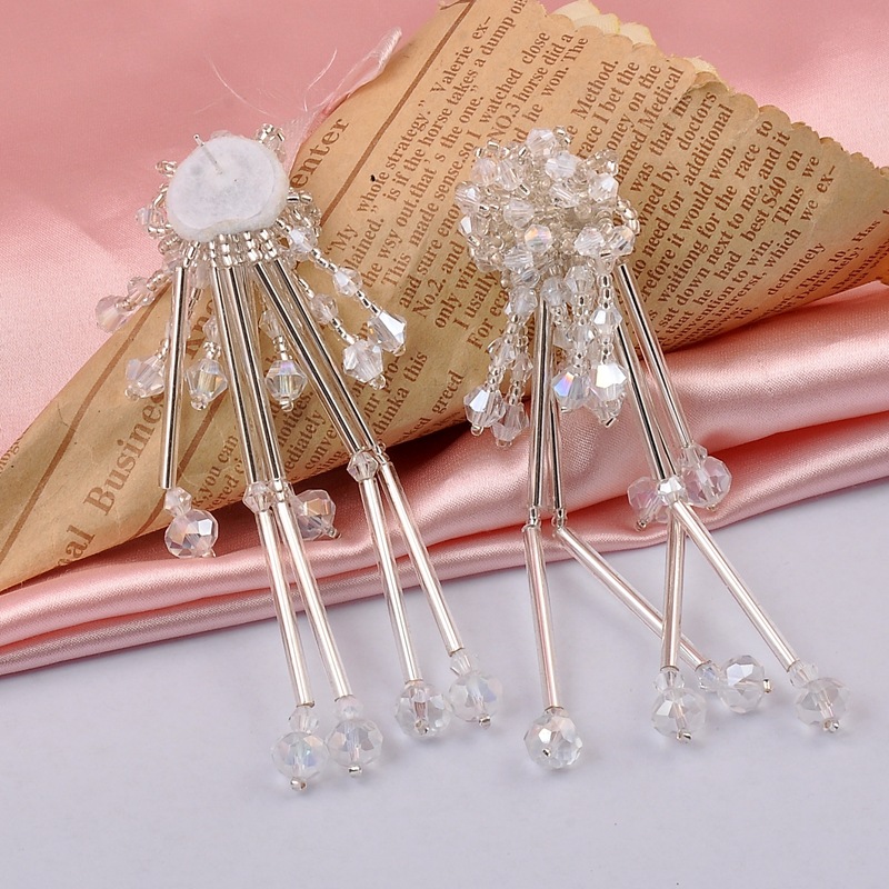 Fashion Solid Color Crystal Tassel Drop Earrings 1 Pair display picture 4