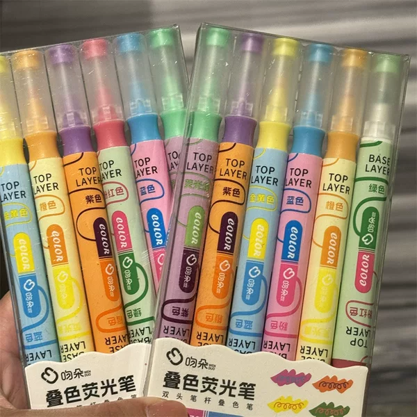 Kiss Duo Double-Headed Colorful Highlighter Pen for Students, High-Quality Creative Journaling Color Marker, Eye-Friendly, Highlighting, Wholesale