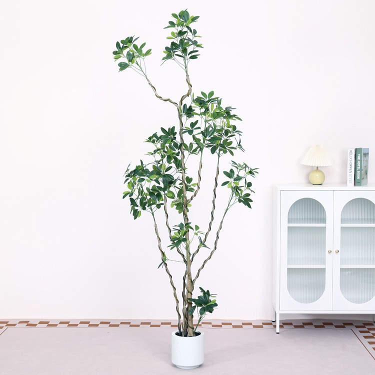 Lujo ligero, simulación de alta calidad, pie de pato, planta verde, sala de estar interior, decoración de fachada de hotel, bonsai, planta falsa