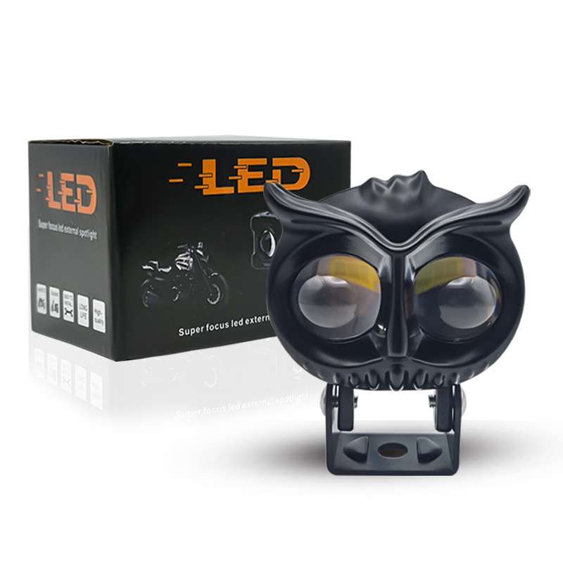 オートバイフクロウスポットライト 2 ビーズ LED ヘッドライト高輝度レンズ舗装道路ライト遠近統合改造ヘッドライト|undefined