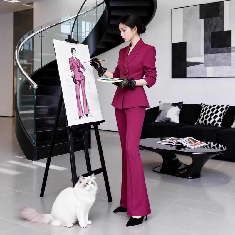 Pre-Sale 2605 Plus-Size Women's Fashion Suit Set: Slim-Fit Blazer and Straight-Leg Flared Pants Two-Piece Set Pre-Sale 2605 Plus-Size Women's Fashion Suit Set: Slim-Fit Blazer and Straight-Leg Flared Pants Two-Piece Set
