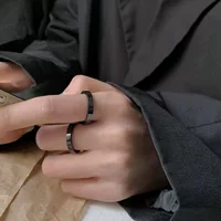 Черное титановое стальное кольцо в гладком кольце, простое парное кольцо без выцветания, модное мужское и женское зеленое кольцо, приливное кольцо