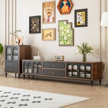 05电视柜茶几组合全实木法式复古客厅家用储物柜小户型收纳柜子