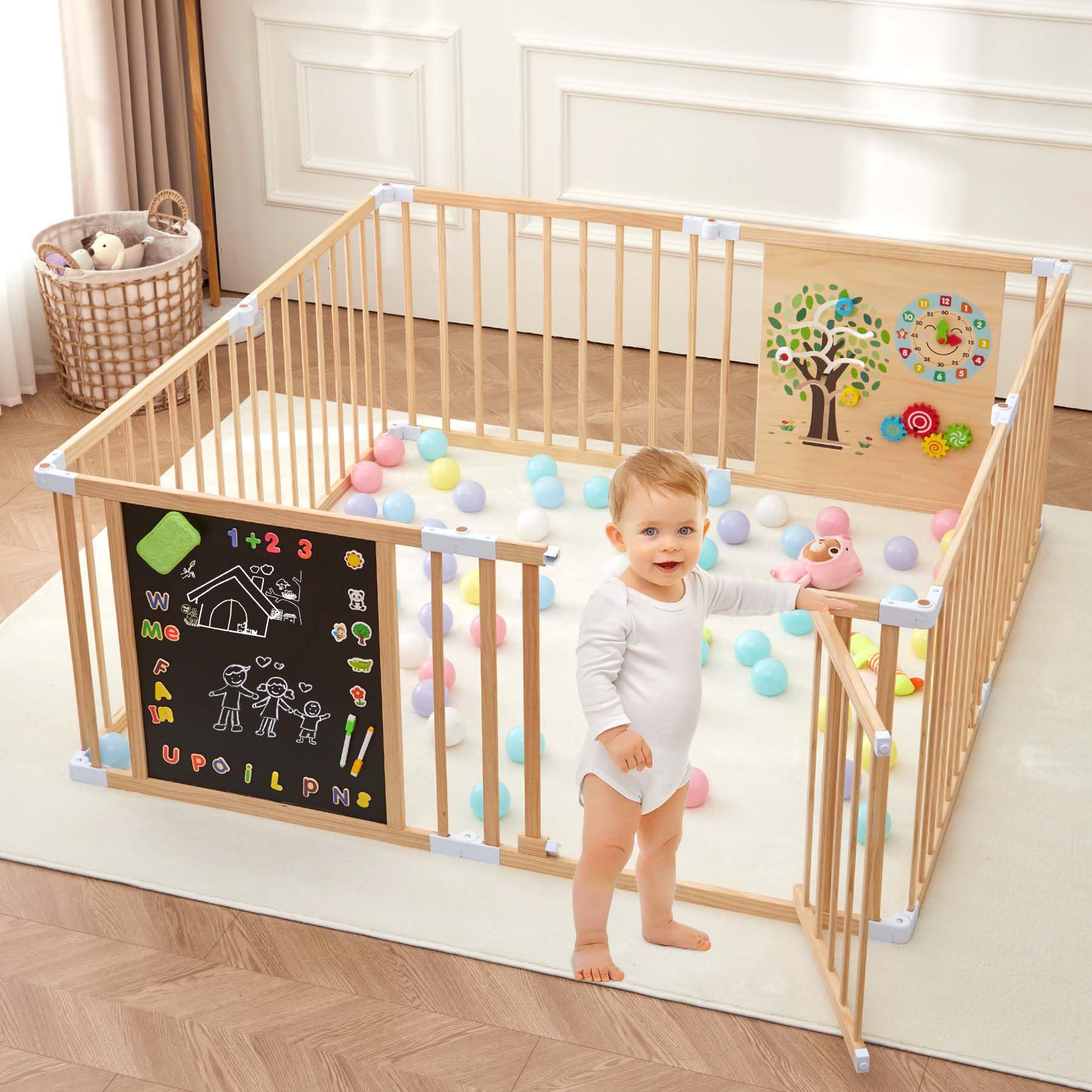 Cross-Border Wholesale Solid Wood Baby Fence Guardrail Baby Household Multi-Form Game Fence Children's Above Ground Fence