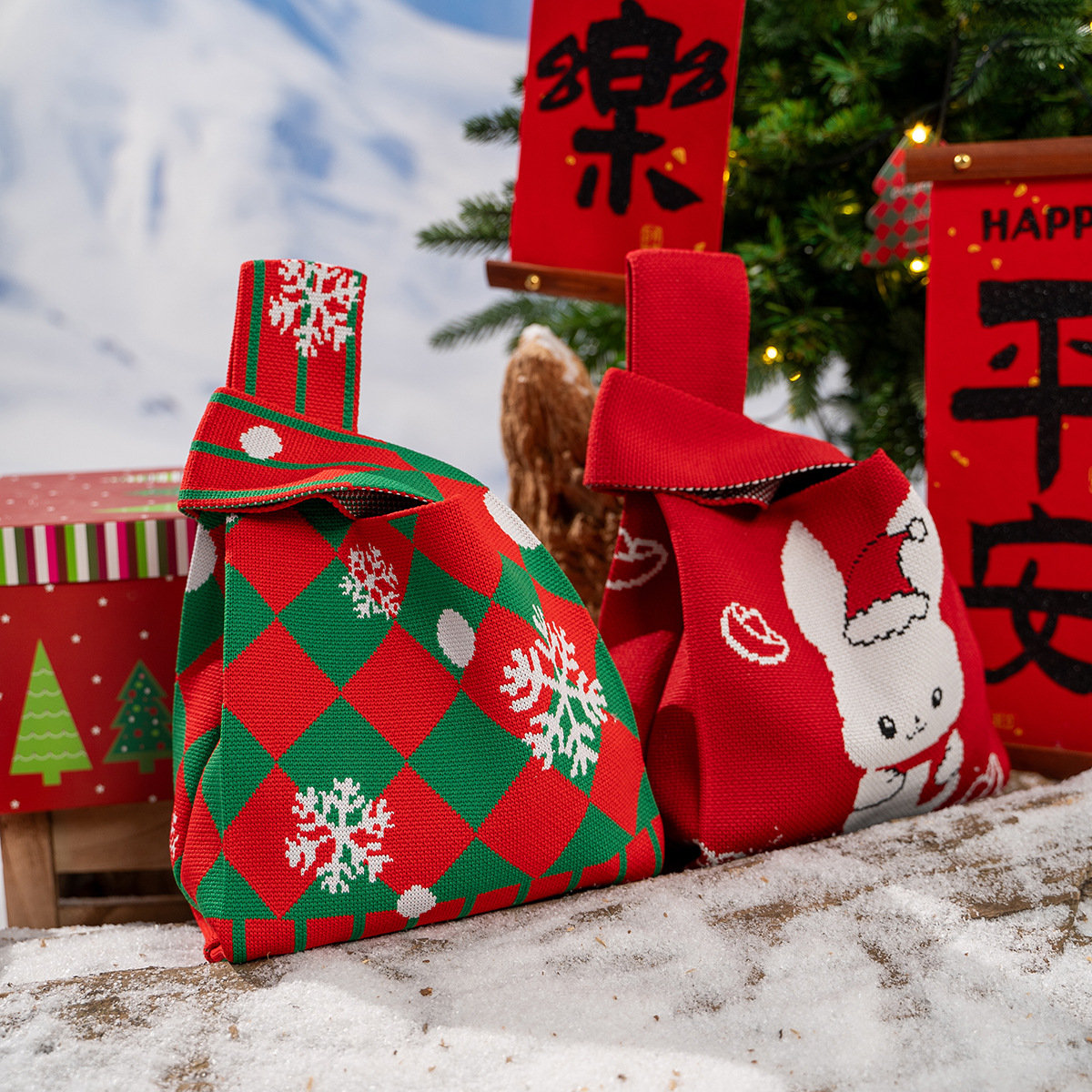 산타 클로스 짠 토트 가방 쇼핑백 학생 가방 모든 경기 대용량 휴일 제한 크리스마스 이브 테마