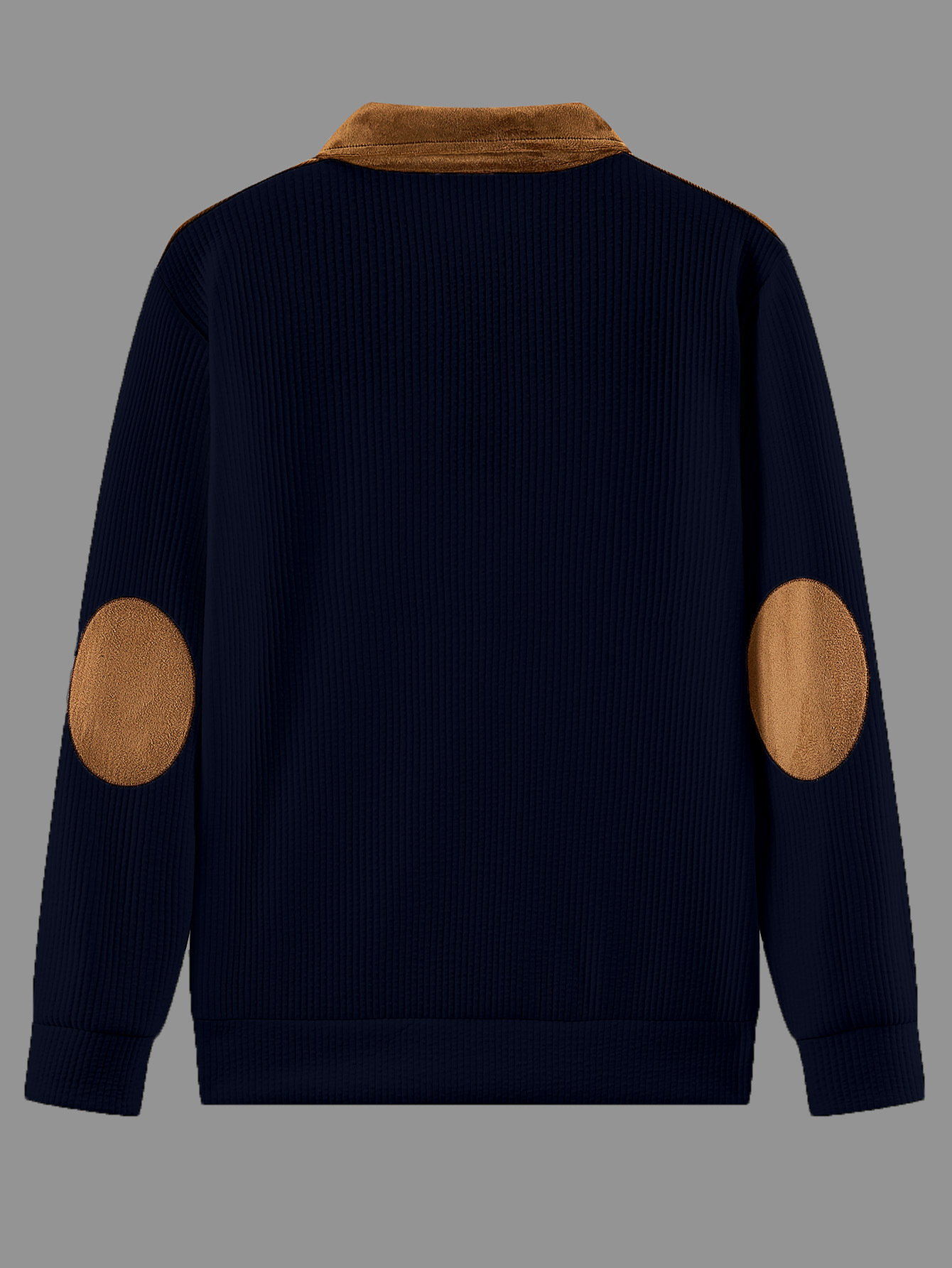 Men's Suede Patchwork Knit Polo Shirt Breathable Casual Pullover_voghion.com