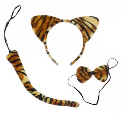 Día del niño rendimiento dibujos animados diadema tocado diadema kindergarten danza de tres piezas gato oreja pajarita cola