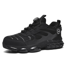 G52男女旋转扣越野跑步鞋防砸防刺穿钢头网面户外劳保运动鞋跑鞋