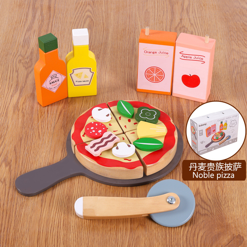Juguetes transfronterizos CE / CPC madera simulación casera aristocrática danesa tienda blanca caja registradora pastel de pizza