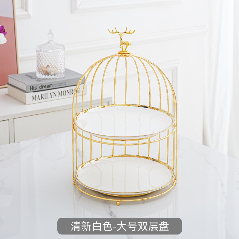 Estilo nórdico cerámica multi-capa plato de fruta sala de estar tarde té postre mesa de postre bandeja de la torta de lujo ligero soporte de exhibición