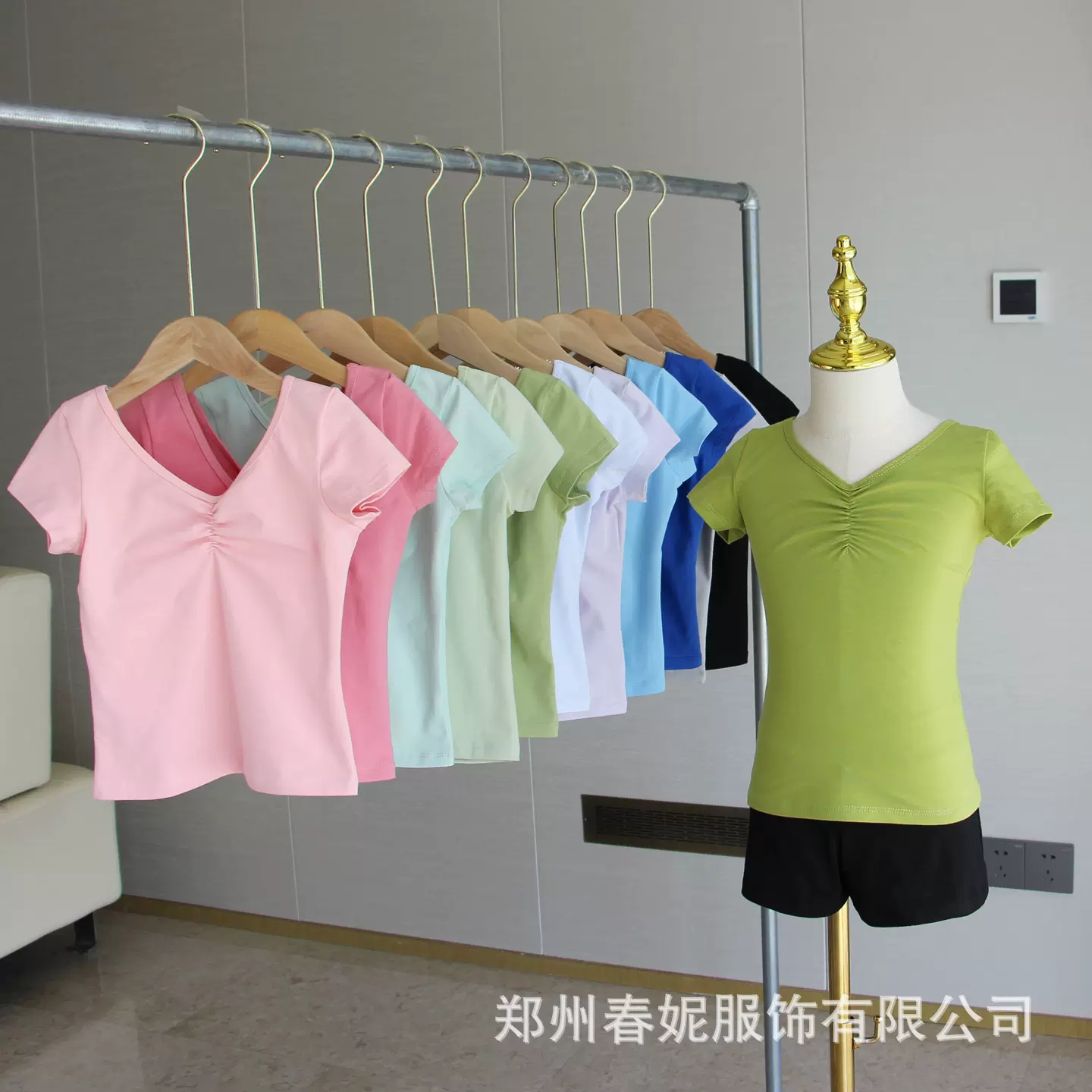 儿童舞蹈服女童夏季短袖T恤中国民舞芭蕾分体套装修身短袖上衣