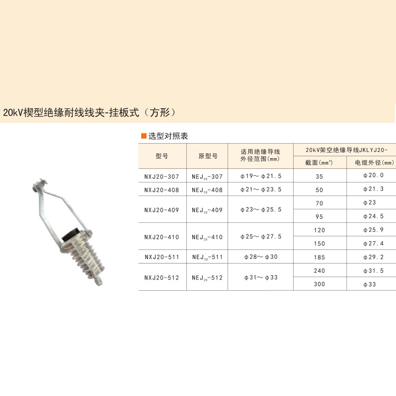 NXJ20-307 NEJ-307 20KV楔耐张线夹挂板式 适用导线35-50