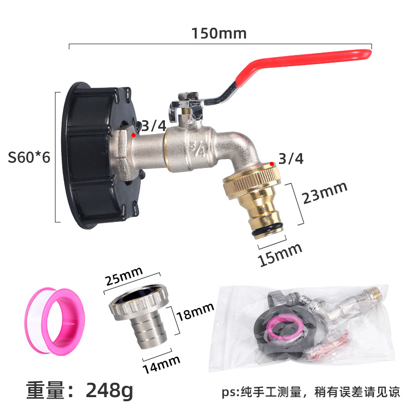 Adaptador de Grifo de Latón de 1/2" para Boquilla de Agua, Conector de 3/4" para Barril IBC, Accesorio Transfronterizo.