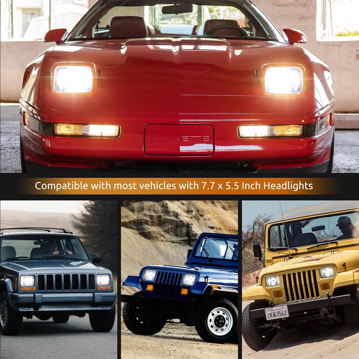 Cross-border 5inch Wrangler 4-bead moon-style car LED square headlight for trucks, vans, and off-road vehicles
