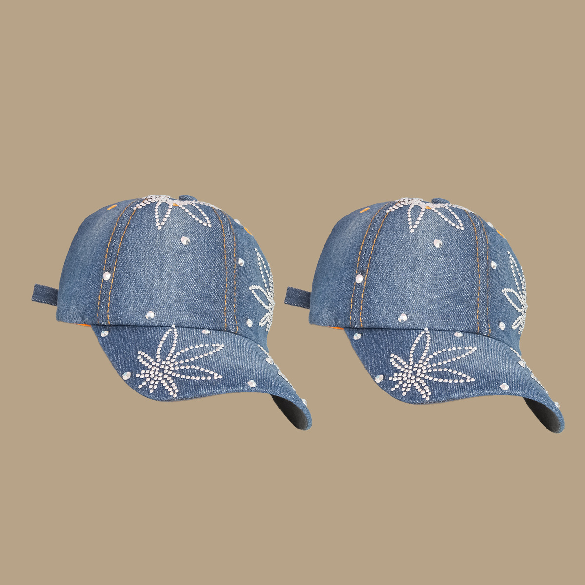 Casquette De Protection Solaire Coréenne En Denim Bleu Avec Écran Solaire À Large Bord display picture 1