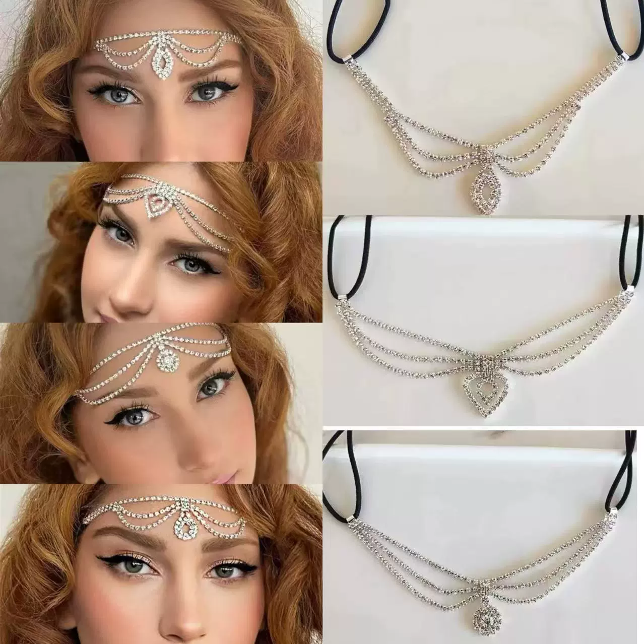 Трансграничные Горячие Распродажа Несколько страз с кисточками головной убор капли воды лоб цепь элегантная невеста свадебный головной убор со стразами