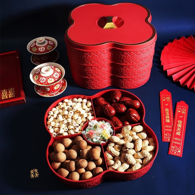 Spring Festival Chinese New Year gules Candy Jubilation household a living room 2023 new year Dry Fruits Snack boxes melon seed Nuts plate