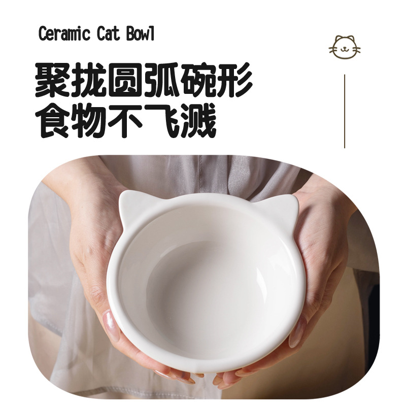 Tazón de gato Tazón de fuente del gato Tazón para mascotas tazón de perro tazón de fuente de comida para mascotas tazón de fuente de comida doble tazón de cerámica estante de madera de bambú suministros para mascotas