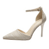 Korean fashion pointed shallow mouth high heeled shoes with one line nightclub thin sandals thin heel versatile women’s 