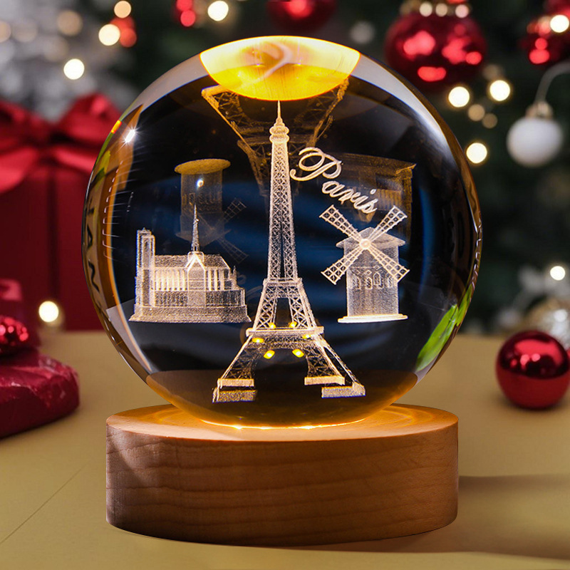 Astronauta luminosa bola de cristal lámpara de noche 3D escultura decoración de mesa para reuniones de estudiantes regalos personalizados