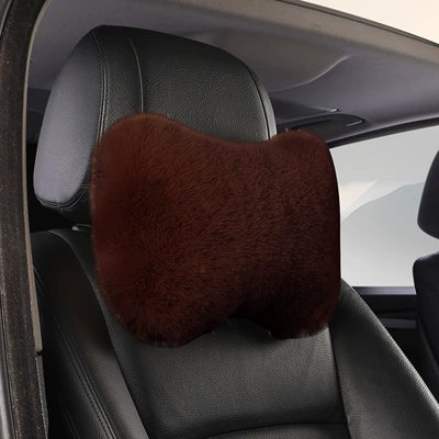 Plush Car Waist Pillow, Waist support - brown-1-headrest