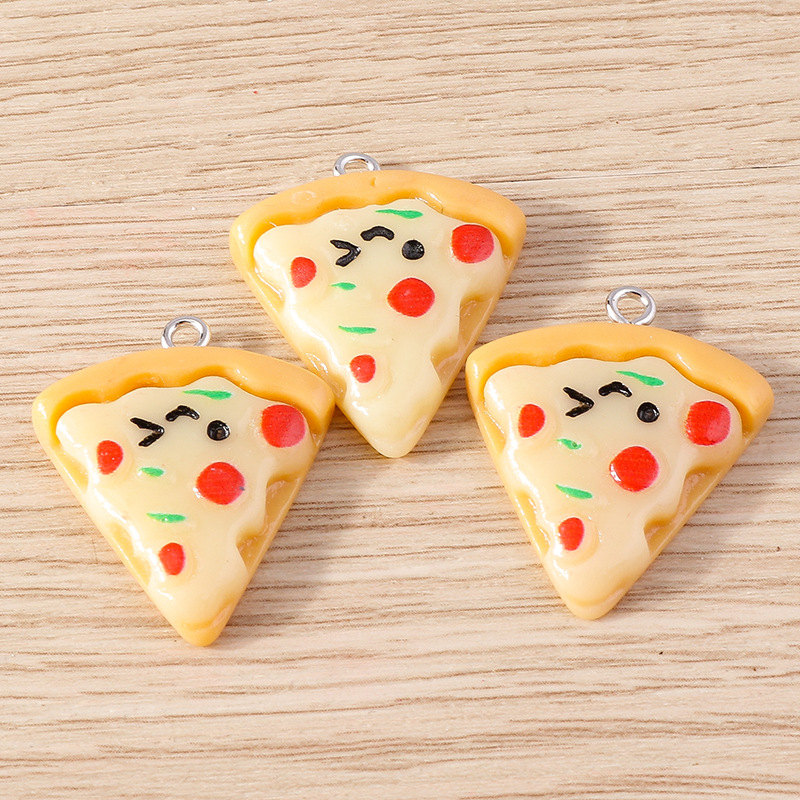 15 unids/bolsa de dibujos animados lindo creativo simulación alimentos y jugar aleación pizza goteo accesorios aceite DIY joyería colgante