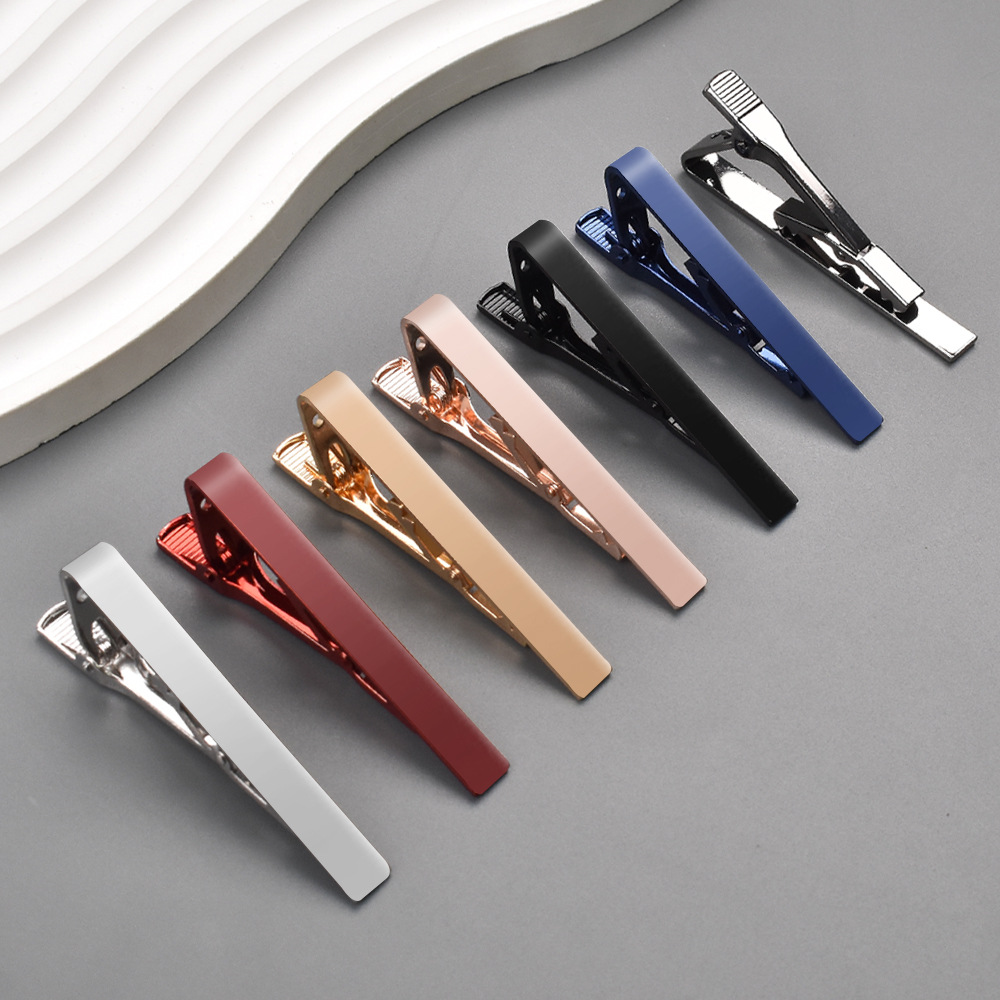 Cross-Border New Style Brass Glossy Tie Clip Men's Shirt Suit Clip Simple Business Men's Tie Clip Set