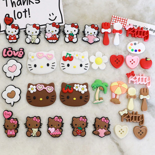 Hawaiian Black Leather KT Cat Katie Letter PVC Soft Glue Accessories DIY Mobile Phone Case Slippers iPad Case Water Cup Patch