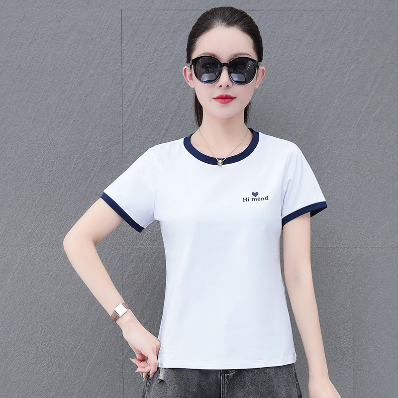 Fashionable summer short sleeve T-shirt with a round collar for…