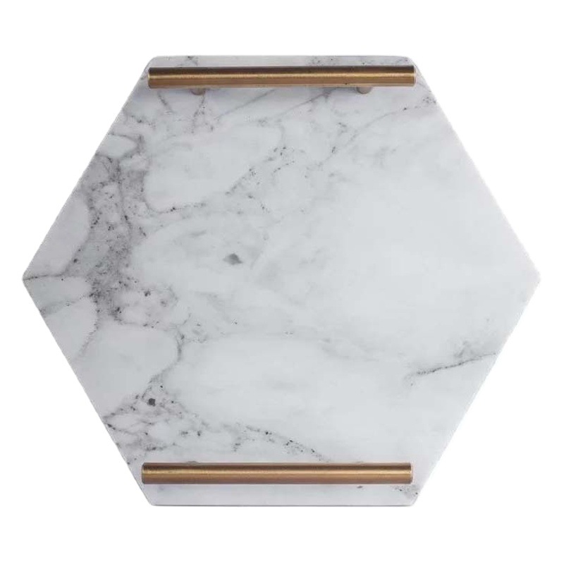 Nordic ins mango hexagonal bandeja de mármol simple bandeja de almacenamiento de joyas cosméticos bandeja de exhibición de tiro