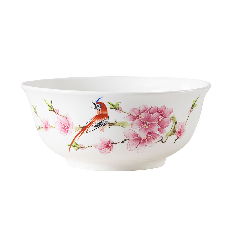 Conjunto de platos de primavera superior simple de alta temperatura horneado flores de cerámica tazón de fideos tazón de platos caseros