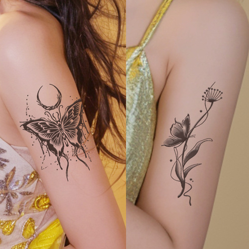 High-end floral herbal tattoo sticker waterproof for women, long-lasting simulation tattoo, non-reflective semi-permanent, arm, clavicle