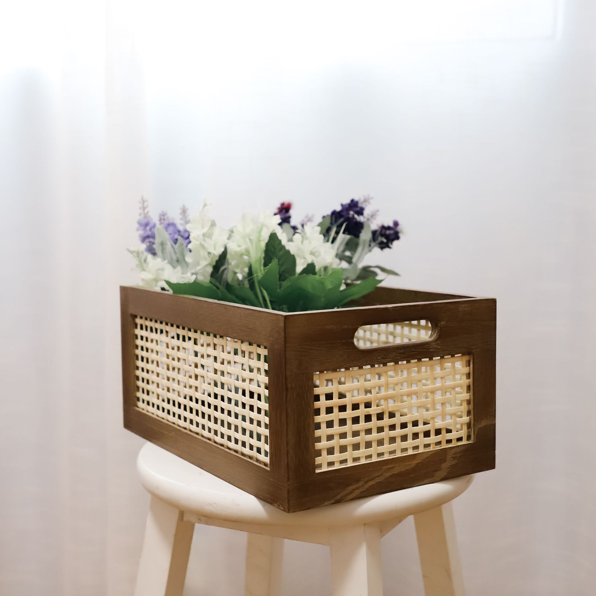 Cesta de almacenamiento vintage de nogal caja de madera maciza hueca creativa ins suministros para el hogar cesta de almacenamiento de aperitivos en stock